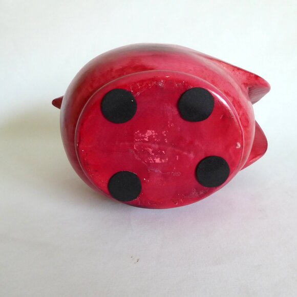 VINTAGE RED ROOSTER CHICKEN HEN LIDDED COOKIE JAR CONTAINER - Picture 12 of 12